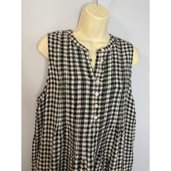 Quince European Linen Sleeveless Swing Mini Dress Classic Mini Gingham Sz L - Picture 3 of 12